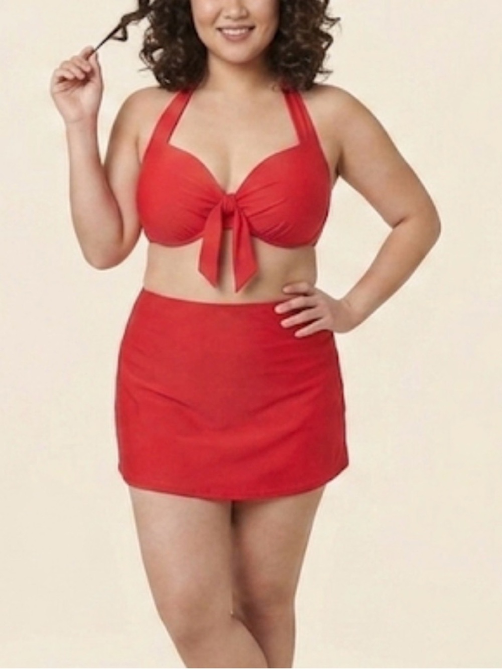 Marilyn Monroe 2 Piece Bikini Set Skirt Pinup Large 12/14 Red Retro Resortwear